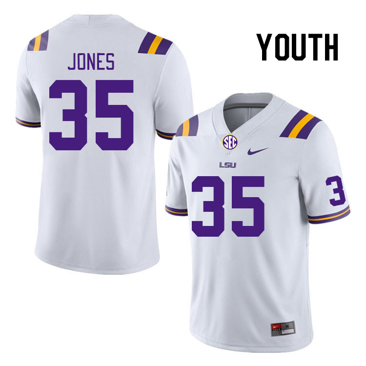 Youth #35 Sai'vion Jones LSU Tigers College Football Jerseys Stitched-White
